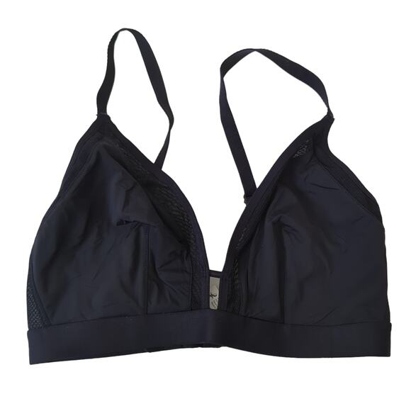Lively Womens Bra Sz 1 32DD-34DD Deep V Plunge Triangle Bralette Busty Mesh EUC - Picture 1 of 5